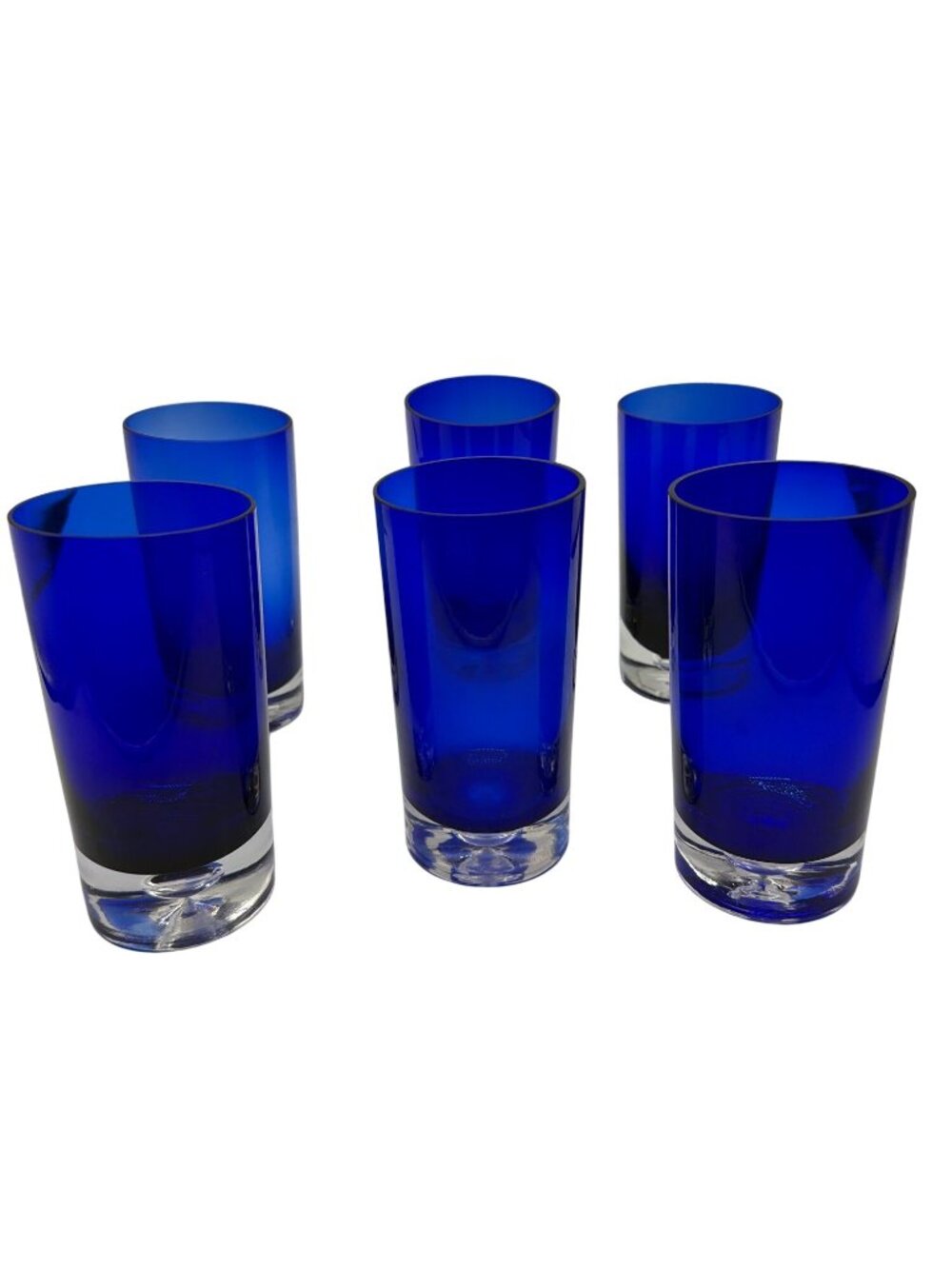 Vintage Block Stockholm Cobalt Blue Crystal Highball Glasses Set Of 6 Bubble Bas